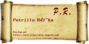 Petrilla Réka névjegykártya